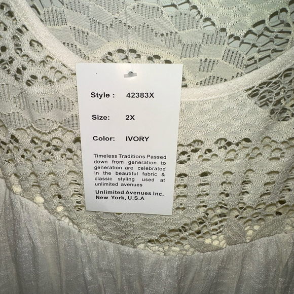 New NWT Women's Rebellion Again Dress Size 2X Ivory Lace Bell Sleeve - Picture 4 of 14